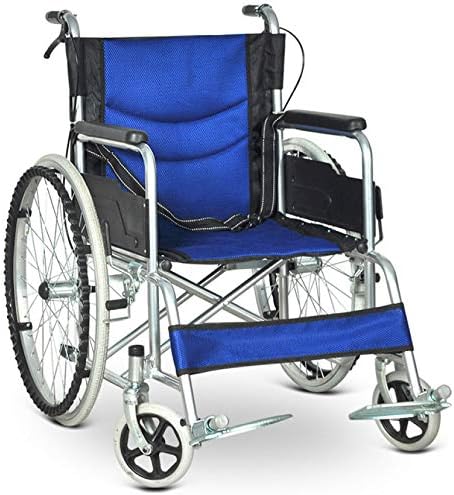 LIXIAO Wheelchair, Folding Lightweight Old Portable Wheelchair, Disabled Person, Toilet, Old Cart, Scooter,Blue
