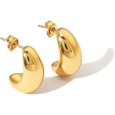 Statement Chunky Gold Earrings for Women Unique Square Stainless Steel Heaven Mayhem Button Stud Earrings Trendy Jewelry