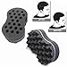 Parabirds Curl Twist Hair Sponge Big&Small Holes Brush Double-Sided Comb Brush Sponge for Afro Black Men Women (2PCS Black Wave)