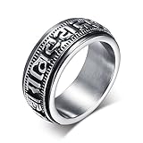 Titanium Ring,Uhibros 8MM Men's Wedding Band Om Mani Padme Hum Rings Polished Finsh Step Edge