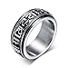Titanium Ring,Uhibros 8MM Men's Wedding Band Om Mani Padme Hum Rings Polished Finsh Step Edge