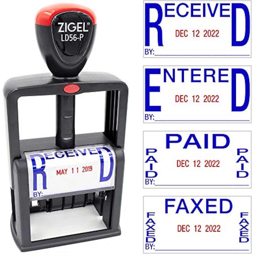 LD56P 5in1 Stamps Date Message Stamp, SelfInking, Entered, Paid