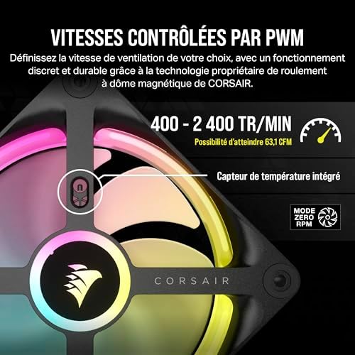 iCUE LINK QX120 RGB à Dôme Magnétique de 120mm Ventilateurs - Noir