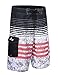 Hilor Men's Swim Trunk Quick Dry Striped Pattern Print Beach Shorts Boardshorts
