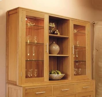 Hereford Wide Dresser Top Display Cabinet Solid Oak Wood Amazon