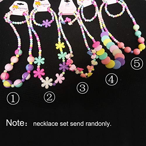 7Queen Princess Pretend Play Necklace Bracelet Set Kit Kids Play Jewelry Little Girls Costume Necklaces Toddler Dress up Jewelry 3 Sets Xmas Gift