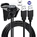 USB Flush Mount Cable - Alait 1 Meter 3 Feet Dual USB Extension Mount, Panel Mount Cable, for Car, Boat, Motorcycle