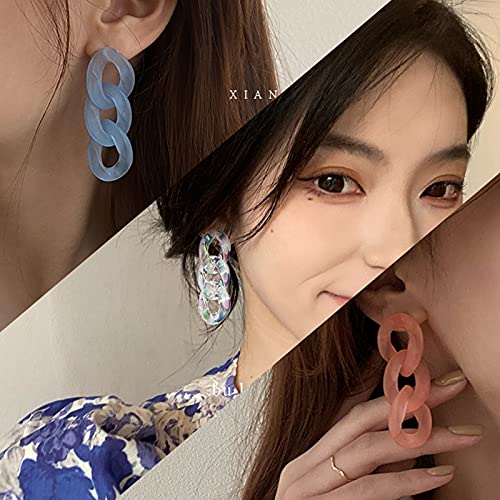 Heytree 3 Pairs Cool Luminous Fruit Jelly Chain Earrings For Women Girls Korean Temperament Personality 2021 Cold Wind Candy Color Chain Geometric Earrings