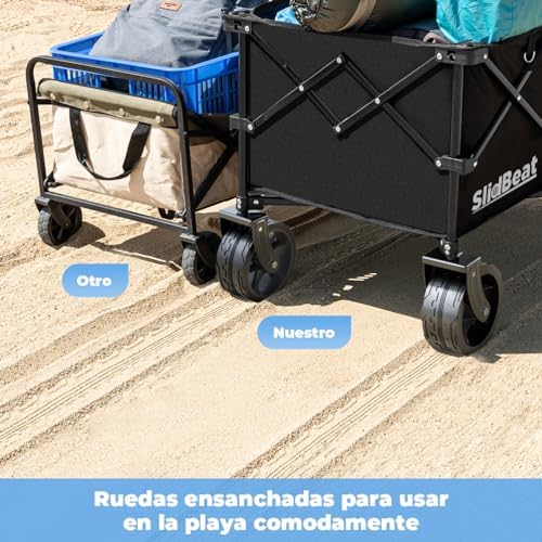 Carrinho de praia grande com rodas todo-o-terreno XXL 220L-300L e 200KG, alavanca automática e travões de segurança, ideais para transportar fãs, gelo, bebidas, praia, jardim e campismo