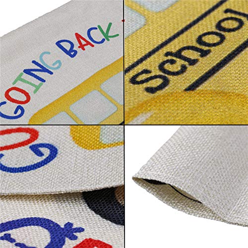 LOCOLO Going Back to School Garden Flag, Yellow School Bus Flag for School Days Decorative Double Sided Burlap Lawn Yard Flags - Thumbnail 3