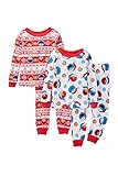 Elmo & Cookie Monster Holiday Cotton Pajama Set for Toddlers - 4pc.