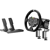 MOZA R3 Racing Simulator 4PCS Wheel & Pedals bundle for PC: R3 Direct Drive Base, ES Lite Steering Wheel, SR-P Lite Pedals and Table Clamp, Black