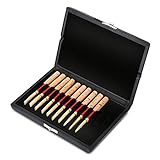 T-best Oboe Reed Case Storage, Wooden + PU Leather Cover Reed Case Holder Storage Box for 10/12/20pcs Reeds Cover (For 12 reeds)