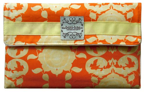 Wales Tangerine Diaper Clutch - Orange / Creamy White - Mom Must Have - Great for Travel and On-the-go - Can Hold 2 to 3 Diapers - Pods Wipe Case Included