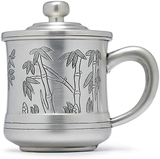 Chinese Mug, 999 Sterling Silver Collectible Crafts, Christmas Gifts, Vintage Sterling Silver Handmade Wine Glasses, Office Water Cup With Handle Lid-Silver