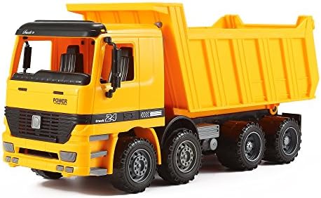 Friction Powered Tipper Tip Up Dump Truck Push and Go Inertia Construction Toy for Boys and Girls Realistic 1:16 Scale Design