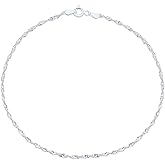 Savlano 925 Sterling Silver 9, 10 Inches Chain Anklet for Women Comes With a Gift Box