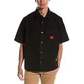 HUGO Men's Short Sleeve Small Logo Cotton Button Down Shirt