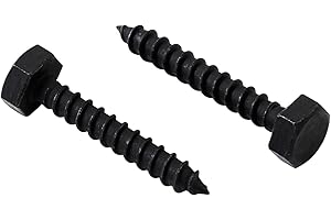 LIONMAX Lag Screws Bolts 1/4" x 1-1/2 Inch, 35-PCS, Stainless Steel Black Lag Bolt, Hex Head Wood Screws