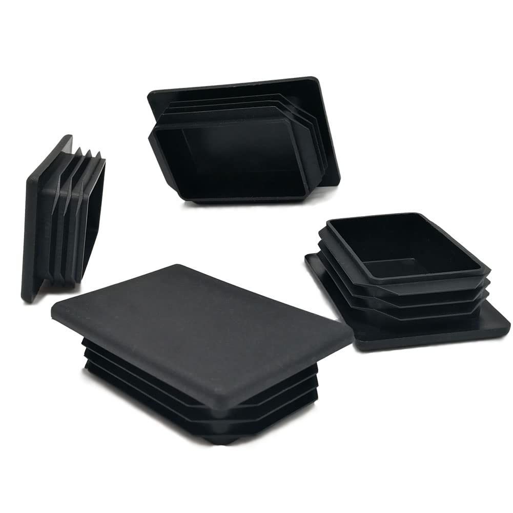Photo 1 of 4 Pack 2 x 3 Inch Rectangle Plastic Plug Insert, 50mm×75mm Black End Cap for Metal Tubing, Fence, Glide Insert for Pipe Post, Chairs and Furniture
