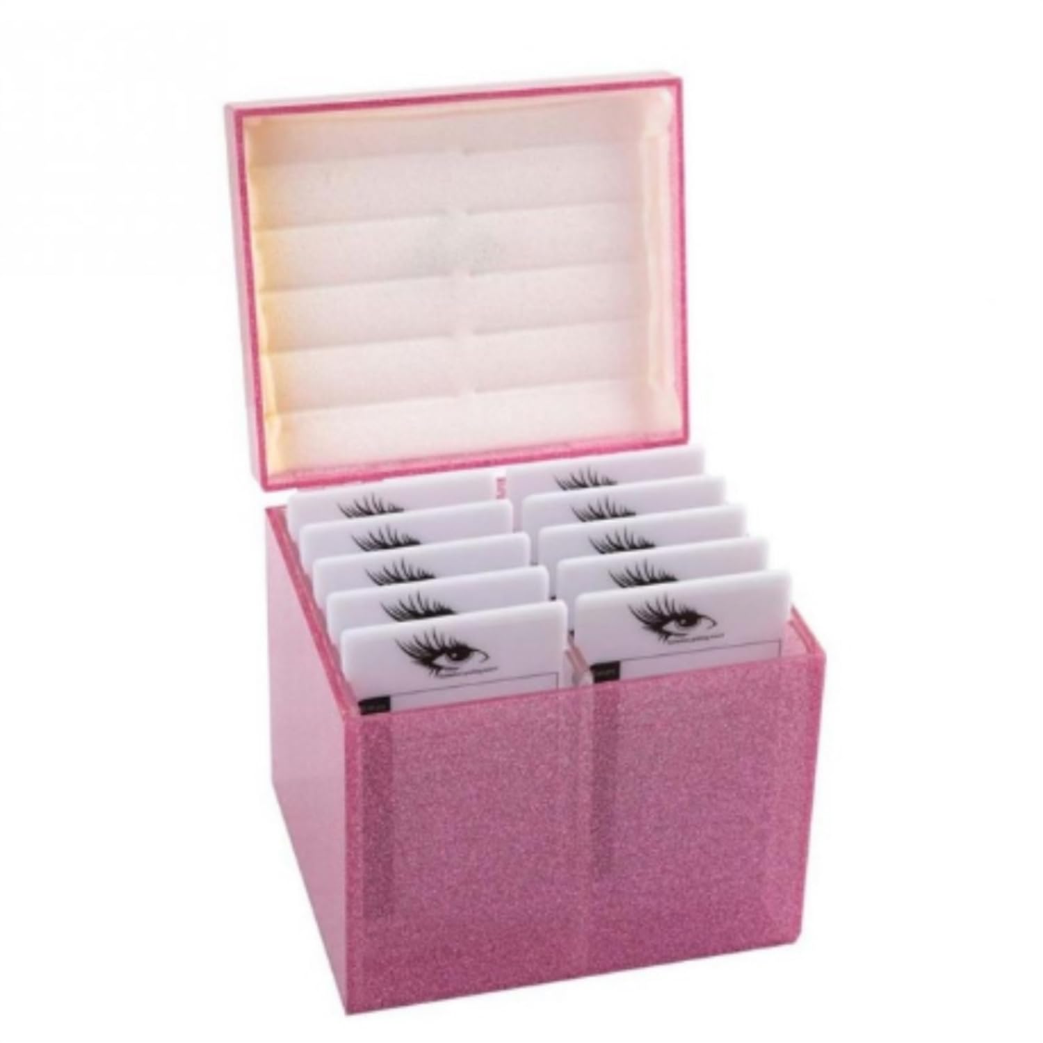 Photo 1 of 10 Layers Acrylic Eyelash Storage Box,Eyelash Holder Extension Tool,Makeup Organizer False Eyelashes Glue Pallet Holder, Grafting Eye lashes Close-Packed Display with 10 Pallets (Pink)