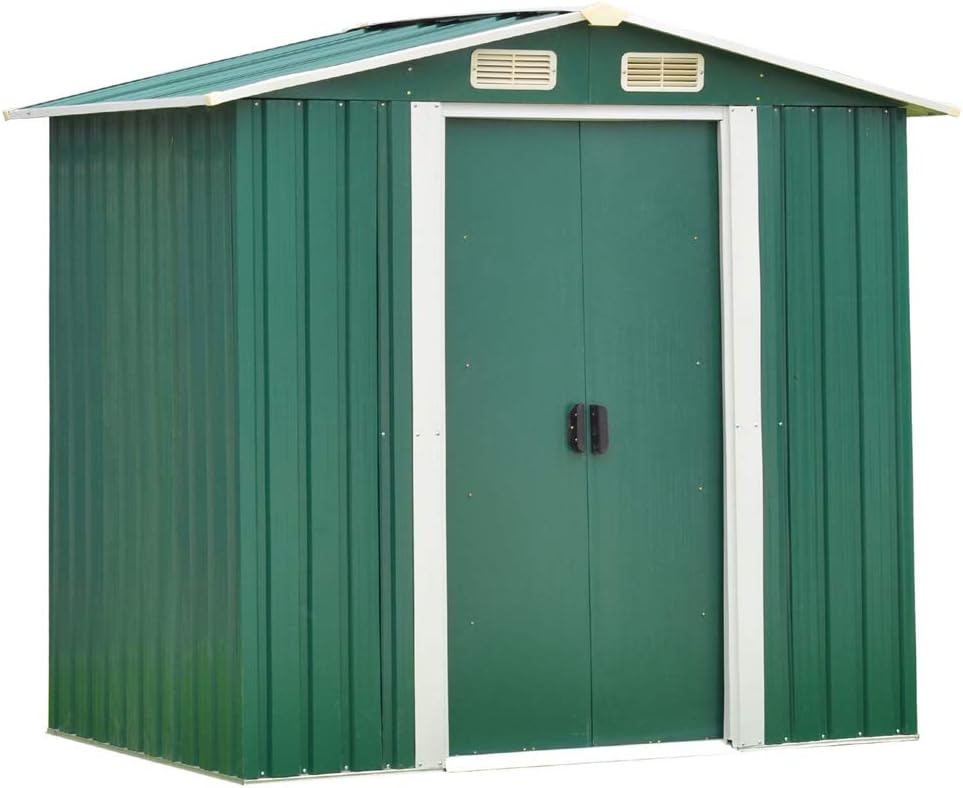 Outdoor Garden Storage Shed Backyard Lawn Steel Roof Style 4 x 6 Feet