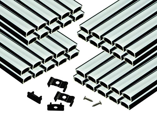 Muzata 40 Pack 1M/3.3ft Black Aluminum LED Channel System with Cover for LED Strip Lights, U-Shape Aluminum Profile with All Accessories for Easy Installation - Thumbnail 5