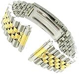 16-22mm Kreisler Rolex Type Center Clasp Silver and Gold Tone Metal Watch Band