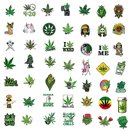 Weed Stickers for Adults, 100 Pcs Marijuana Stickers, Waterproof Vinyl Stickers for Hydro Flask Water Bottle Laptop Skateboard Computer Stickers Decal