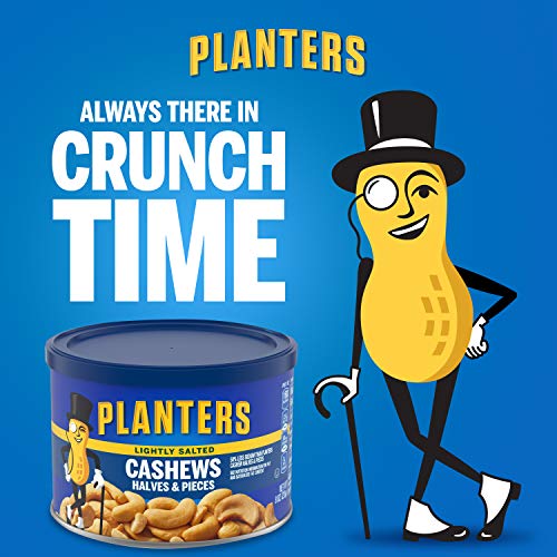 PLANTERS Lightly Salted Cashew Halves & Pieces, 8 oz Canisters (Pack of