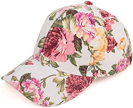 Hatsandscarf C.C Oriental Flower Patten Baseball Cap(BA-746-1) (Rose-Ivory)