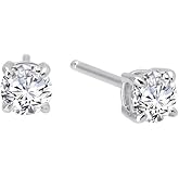 Lafonn Classic Sterling Silver Platinum Plated Lassire Simulated Diamond Earrings (0.5 CTTW)