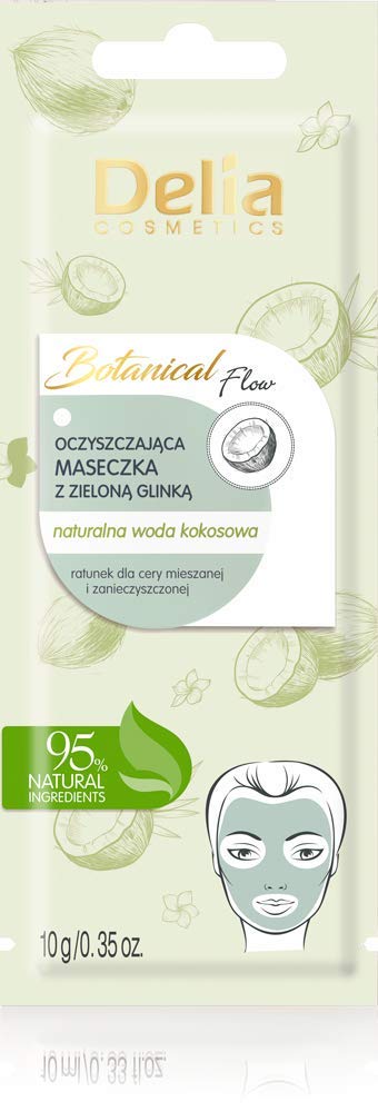 Cleansing Green Clay Face Mask with Natural Coconut Water 95% natural ingredients Relief for skin prone to imperfections
