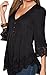 Angashion Women's Off Shoulder Lace Splice Loose Trim Casual Henley Blouse T-Shirt Tops
