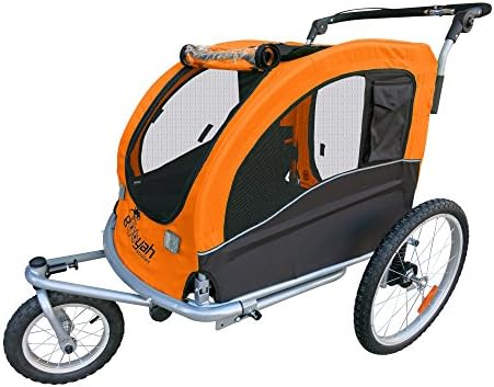 Large Pet Dog Stroller and Bike Bicycle Trailer with Suspension/shocks (Orange)