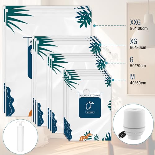 GALASALA Bolsas de Almacenamiento de Vacío 12 Pcs, Bolsas al Vacio Ropa para Viaje Reutilizables, Bolsas de Compresión con Bomba Vacio Eléctrica y mano, Ahorro Espacio para Guardar Cobijas Edredones