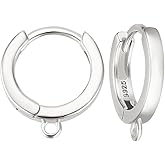 Beebeecraft Round Hoop Huggie Earring Hooks 925 Sterling Silver Leverback Earring Findings for Dangle Earring Making Supplies