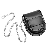 TOOGOO Vintage Leather Chain Pocket Watch Holder Storage Case Box Black