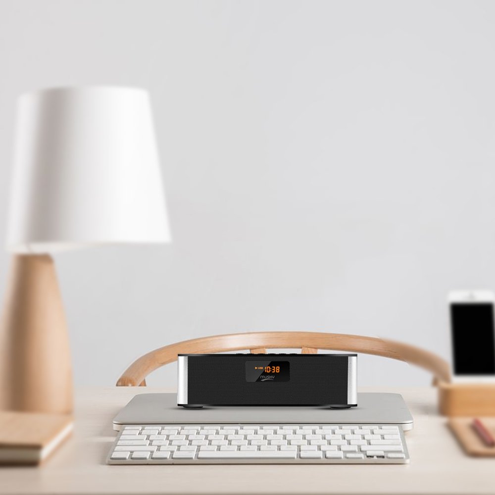 Wireless Bluetooth Speakers,XPLUS All-in-1 Portable HIFI V4.0 Wireless Bluetooth Speakers with Alarm Clock, Hands-Free Speakerphone with Mic, Support TF Card for Smartphones and All Audio Enabled Devices