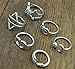 Sunscsc Vintage Silver Arrow Moon Turquoise Joint Knuckle Nail Midi Ring Set of 6 Rings