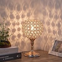 Hallway Crystal Table Lamp Gold Spherical Night Light Lamp With Metal Base Elegant Decorative Bedside Lantern Nightstand Lamps For Living Room Office Dresser Bedroom Bedside Table Lamps