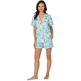 BedHead - Stretch Short Sleeve Shorty PJ Set - Sunny Days - Large Turquoise