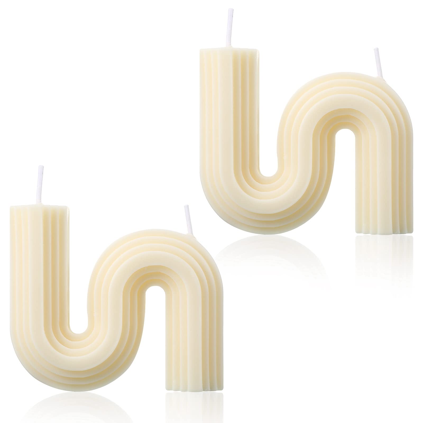 Photo 1 of Tondiamo 2 Pcs Aesthetic Candles Twist Shaped Aesthetic Candles Cool S Shape Minimalist Geometric Shaped Soy Wax Scented Art Decorative Handmade for Wedding Birthday Gift(White)