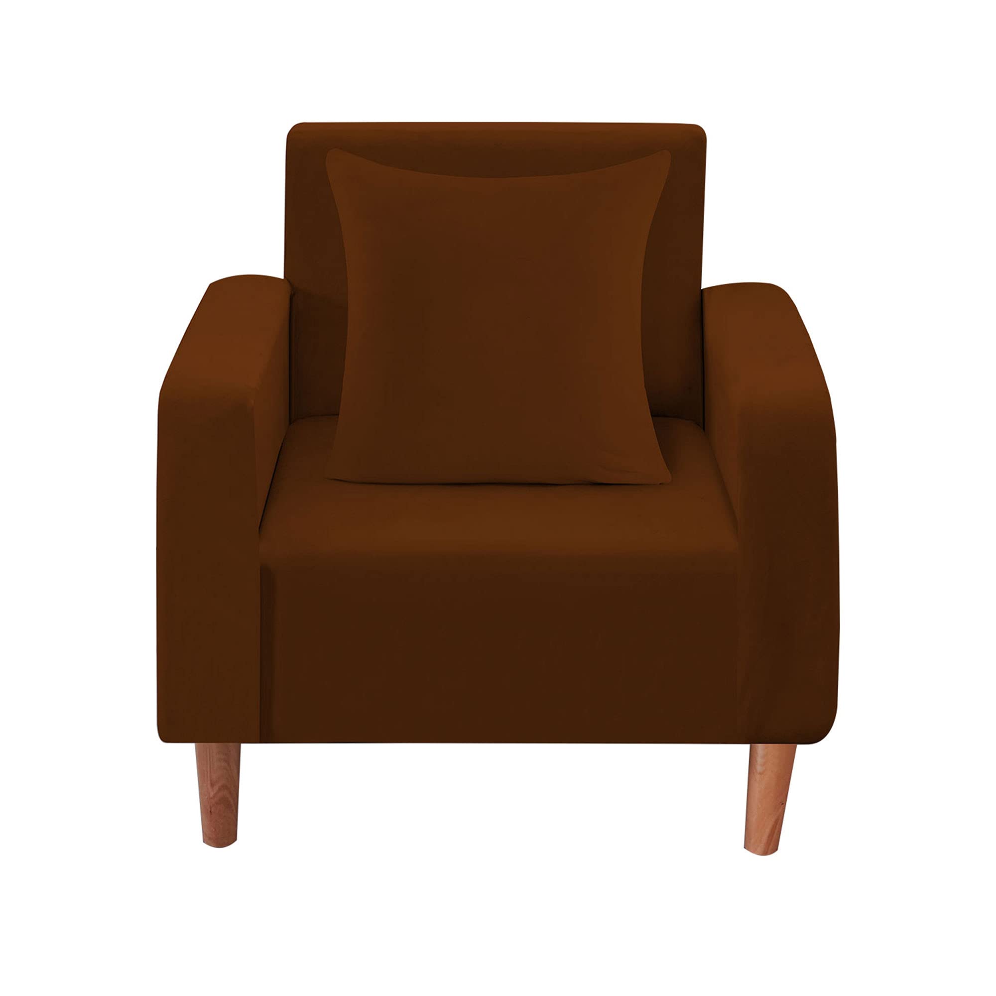 WedDecor Thick Velvet Sofa Cover 1 Seater Crushed Couch Slipcover, Super Stretch, Non-Slip Soft Plush Sofa Furniture Protector for Living Room, Machine Washable, Dark Brown, (90 x 140cm)