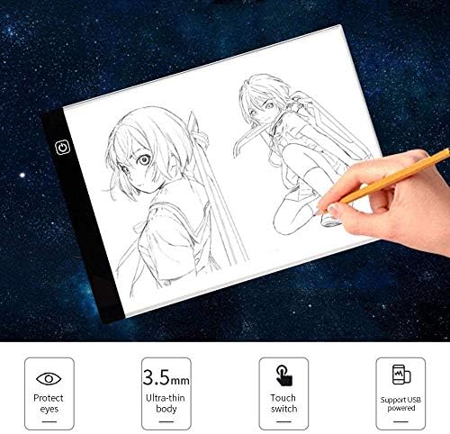 Light Tracing Pad A4 LED Drawing Copy Board Ultra Thin, Light Box Display Table Brightness Adjustable Freely, Protect Eyes Well, USB Powered, for Kids Artist Sketching Architecture Calligraphy.