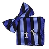 EBC1A25 Multicolored Stripes Silk Pre-tied Bow Tie Cufflink Hanky Set By Epoint