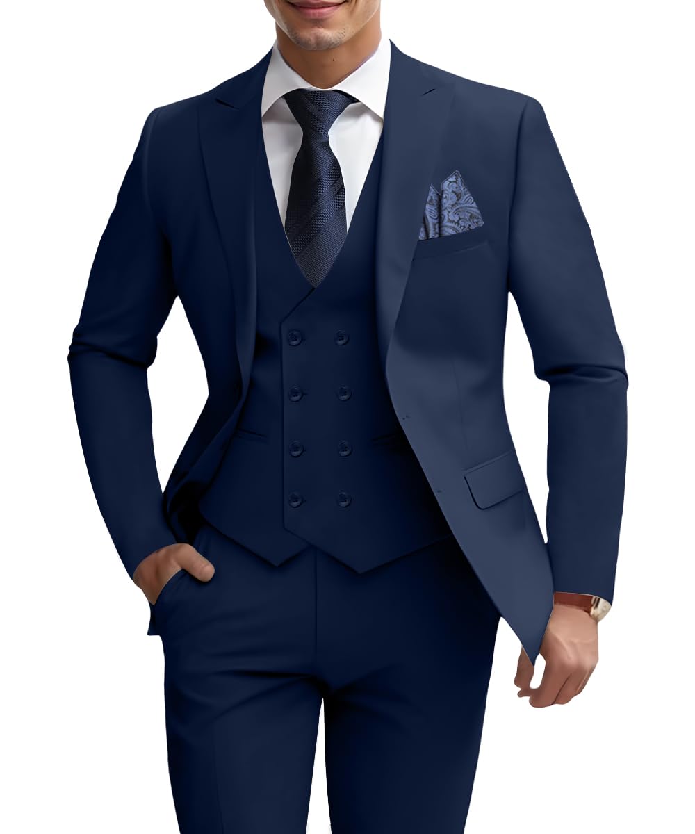 Men's 3 Pieces Suit Set Slim Fit Suits for Men Big
