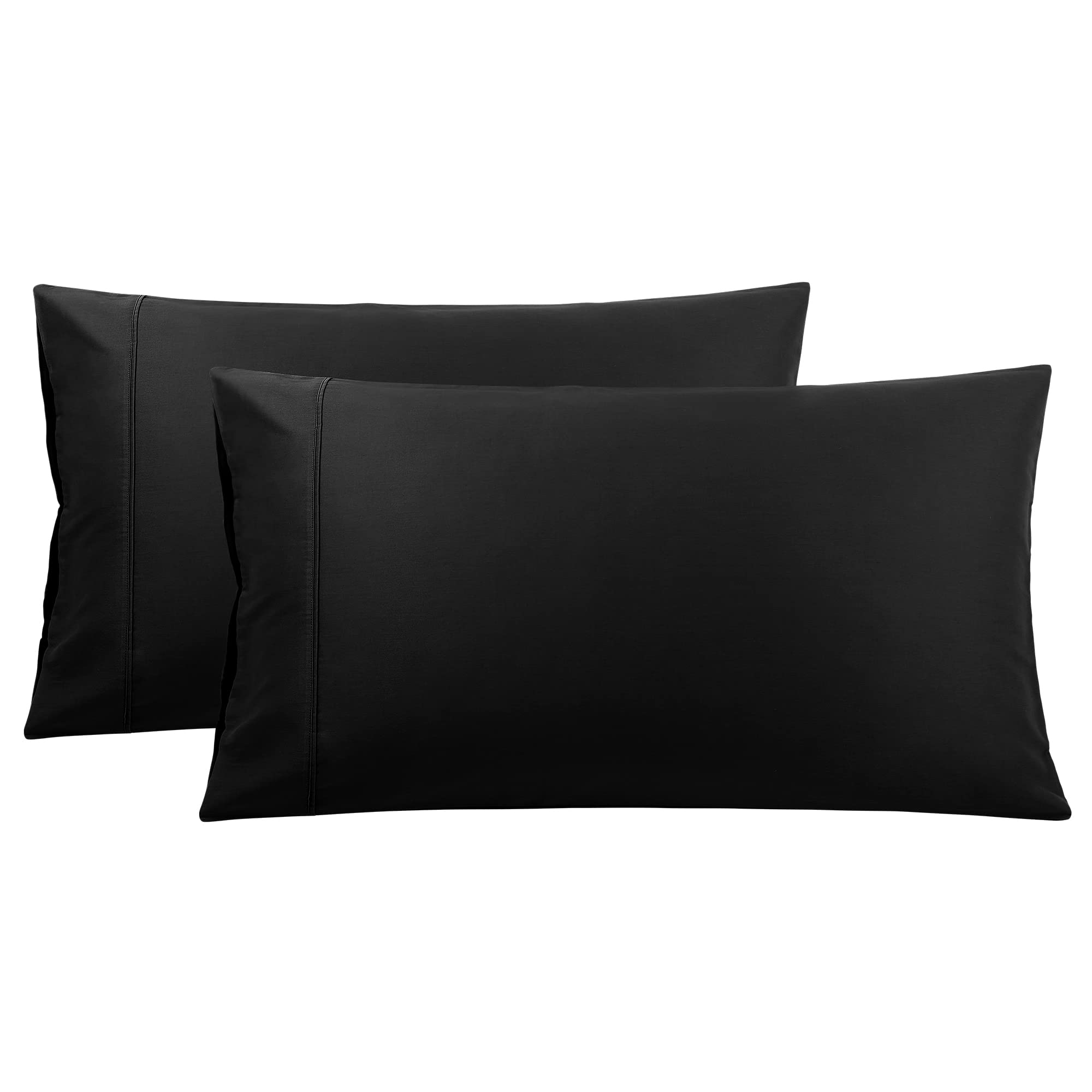PiccoCasa Pillowcases 2 Pack Cotton Pillow Cases with Zipper Closure Soft & Comfortable Pillow Cases 50x75cm Black