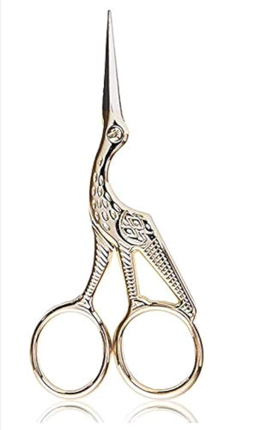 Photo 1 of 3.6" Stainless Steel Tip Classic Stork Scissors Crane Design Sewing Scissors DIY Tools Small Shear for Embroidery, Craft, Needle Work, Art Work Everyday Use - Gold