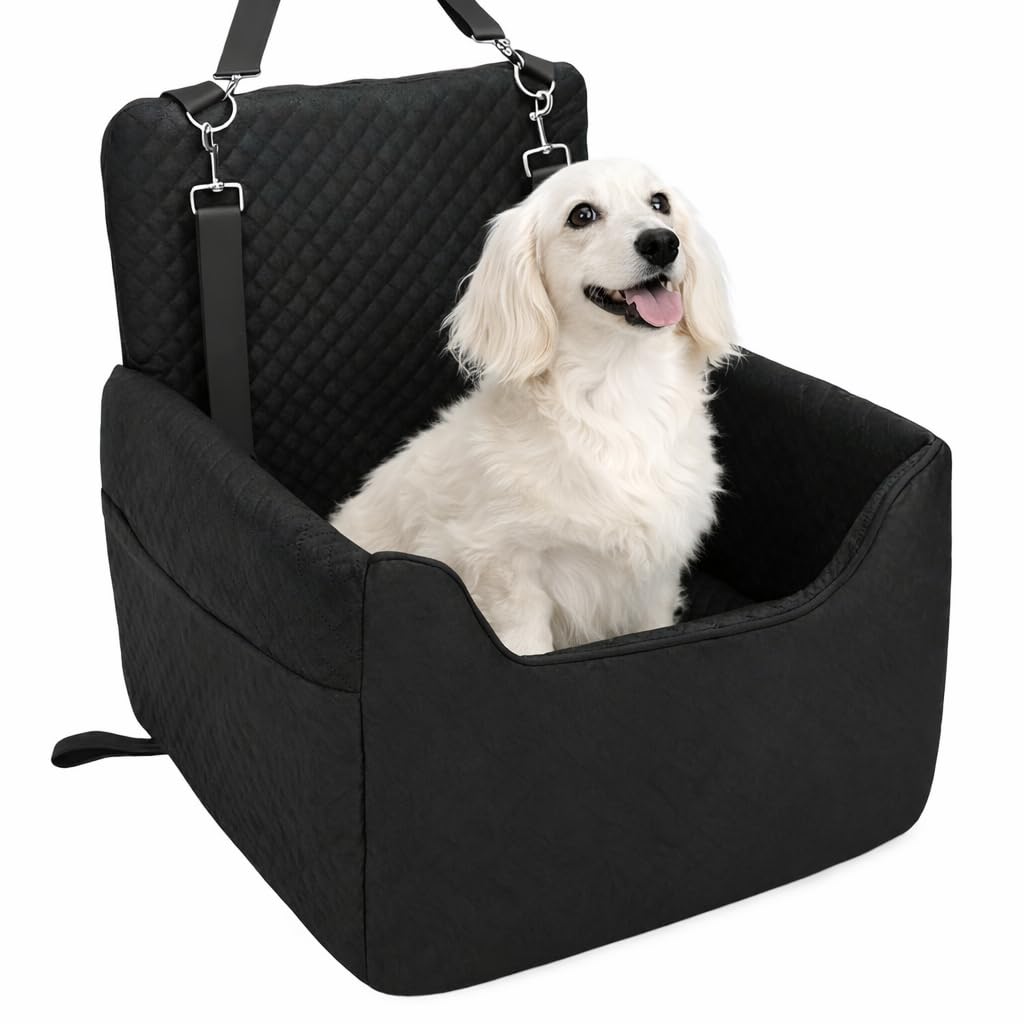 Photo 1 of Dog Car Seat for Small/Medium Dogs Under 35lbs, Soft Booster Car Seat with Detachable Washable Cover and Cushion, Memory Foam Pet Car Seat with Safety Belt and Storage Pockets, Puppy Dog Car Bed